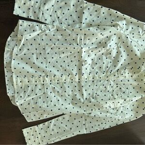 J. Crew Cream Shirt with Black Polka Dots